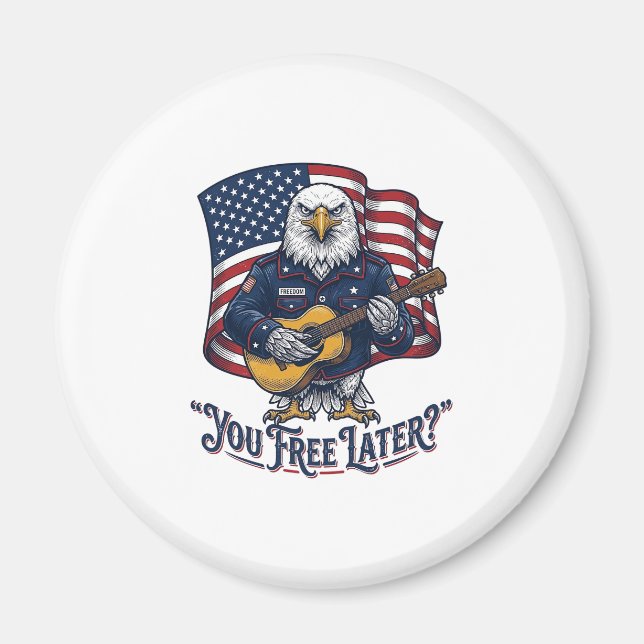 Patriotic Eagle Guitar Vintage Magnet (Front)