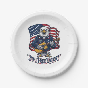 Patriotic Eagle Guitar Vintage Paper Plates