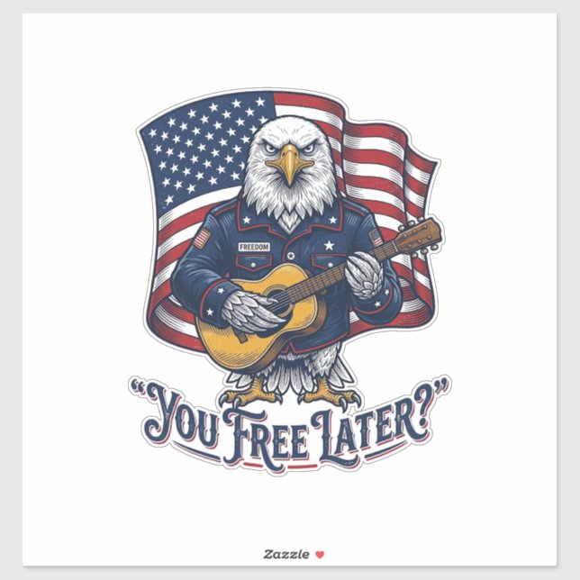 Patriotic Eagle Guitar Vintage Sticker (Sheet)