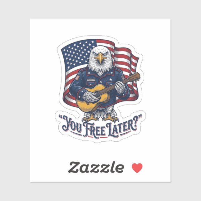 Patriotic Eagle Guitar Vintage Sticker (Sheet)