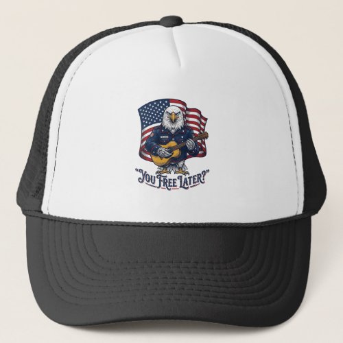 Patriotic Eagle Guitar Vintage Trucker Hat