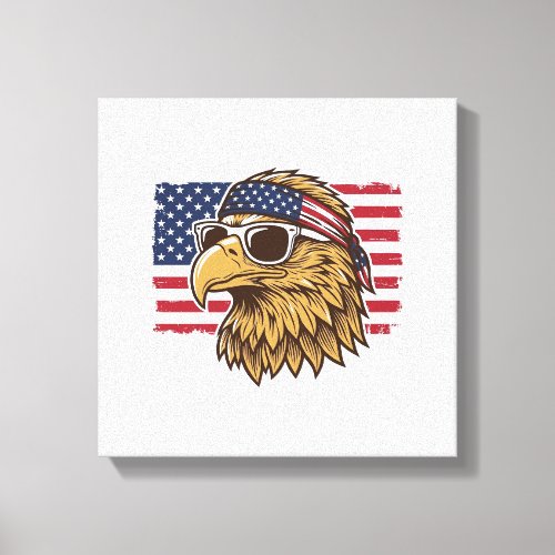 Patriotic Eagle Head Vintage Engraving Graphic_1 Canvas Print