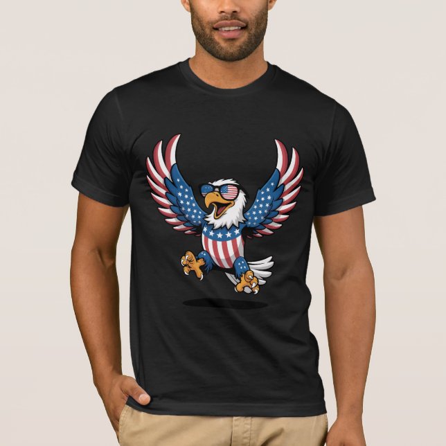 Patriotic Eagle in Stars and Stripes T-Shirt (Front)