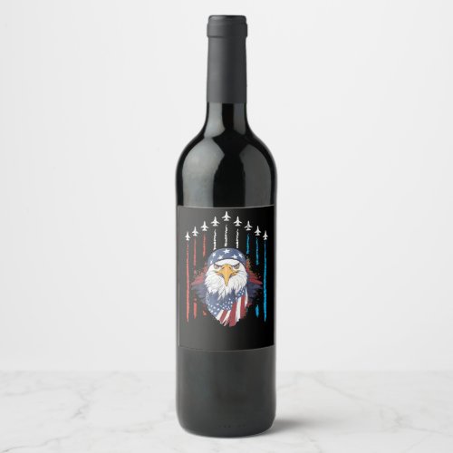 Patriotic Eagle July 4th Of July Fourth July Ameri Wine Label