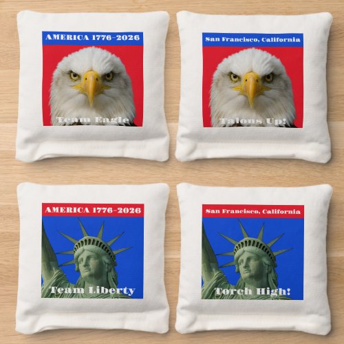 Patriotic Eagle & Liberty 1776–2026 Red-white-blue Cornhole Bags