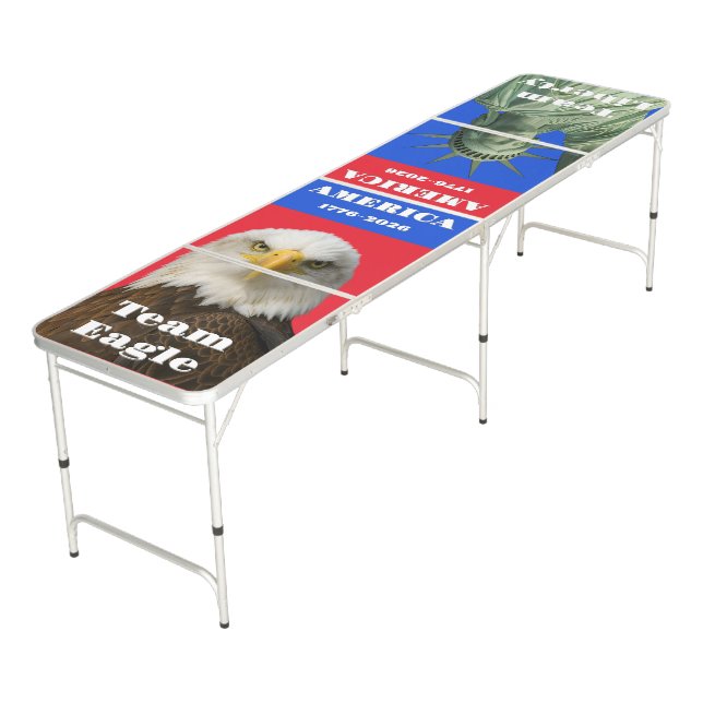 Patriotic Eagle & Liberty 1776–2026 Regulation Beer Pong Table (Angled)