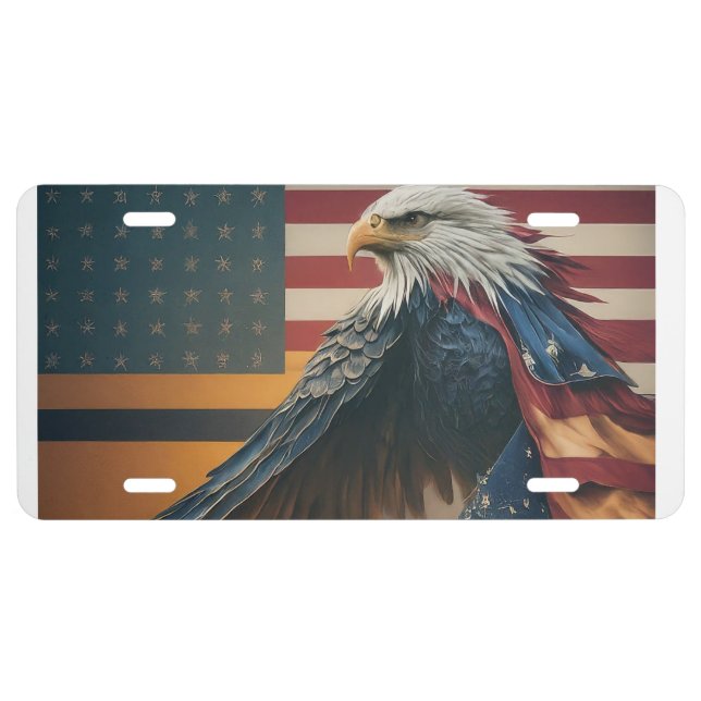 Patriotic Eagle  License Plate (Front)
