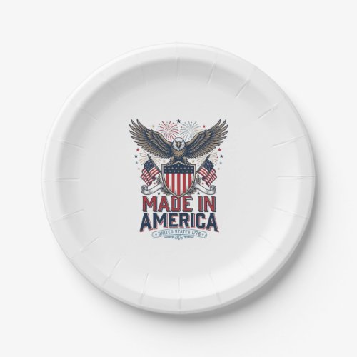 Patriotic Eagle Made in America 4th of July Shirt_ Paper Plates