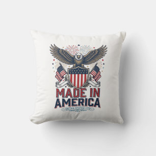 Patriotic Eagle Made in America 4th of July Shirt_ Throw Pillow
