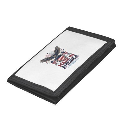 Patriotic Eagle Made in America 4th of July Shirt_ Trifold Wallet