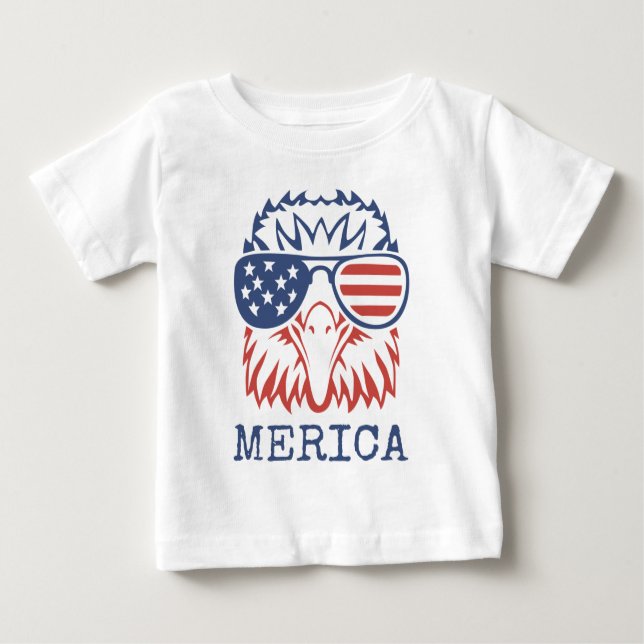 Patriotic Eagle Merica 4th of July American Flag T Baby T-Shirt (Front)