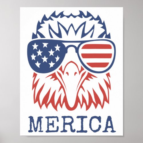Patriotic Eagle Merica 4th of July American Flag T Poster