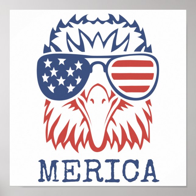 Patriotic Eagle Merica 4th of July American Flag T Poster (Front)