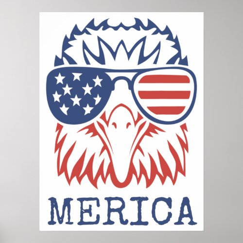 Patriotic Eagle Merica 4th of July American Flag T Poster