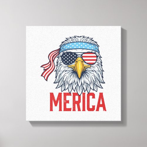 Patriotic Eagle Merica Vintage Engraving Shirt Des Canvas Print