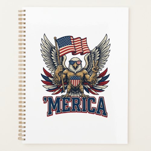 Patriotic Eagle Merica Vintage Vector Shirt Design Planner