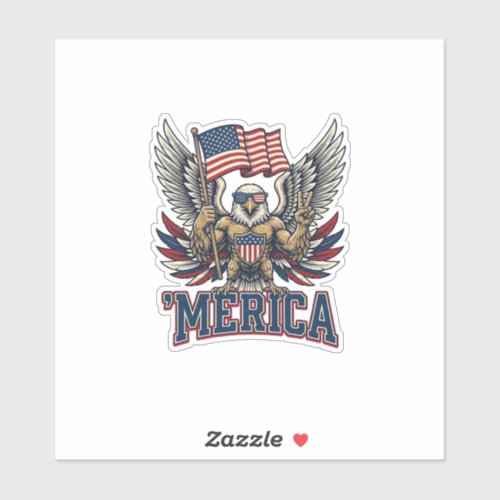 Patriotic Eagle Merica Vintage Vector Shirt Design Sticker