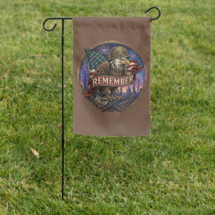 Patriotic Eagle Military Remembrance Emblem Garden Flag