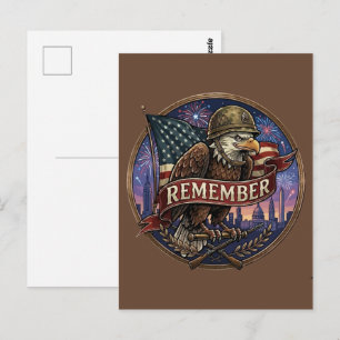 Patriotic Eagle Military Remembrance Emblem Postcard
