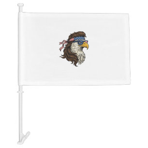 Patriotic Eagle Mullet Vintage Engraving Vector De Car Flag