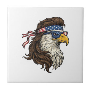 Patriotic Eagle Mullet Vintage Engraving Vector De Ceramic Tile