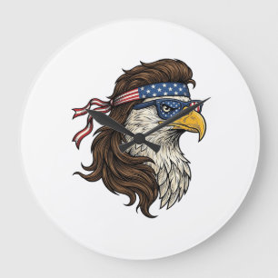 Patriotic Eagle Mullet Vintage Engraving Vector De Large Clock