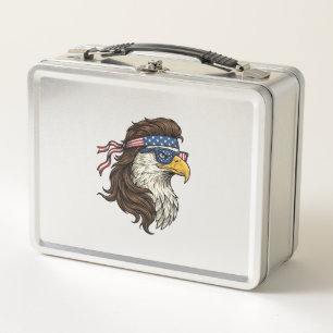 Patriotic Eagle Mullet Vintage Engraving Vector De Metal Lunch Box