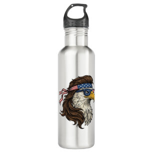 Patriotic Eagle Mullet Vintage Engraving Vector De Stainless Steel Water Bottle