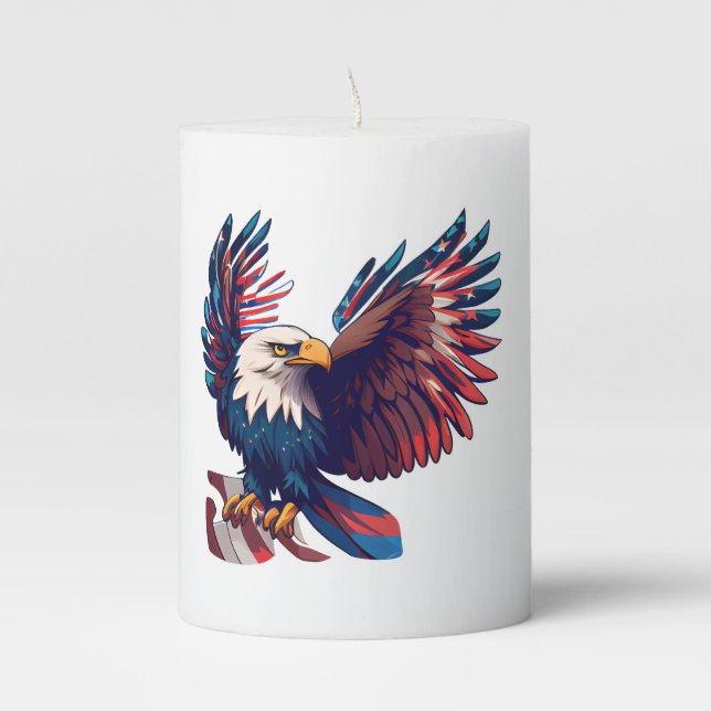 Patriotic Eagle on Pillar Candle (Front)
