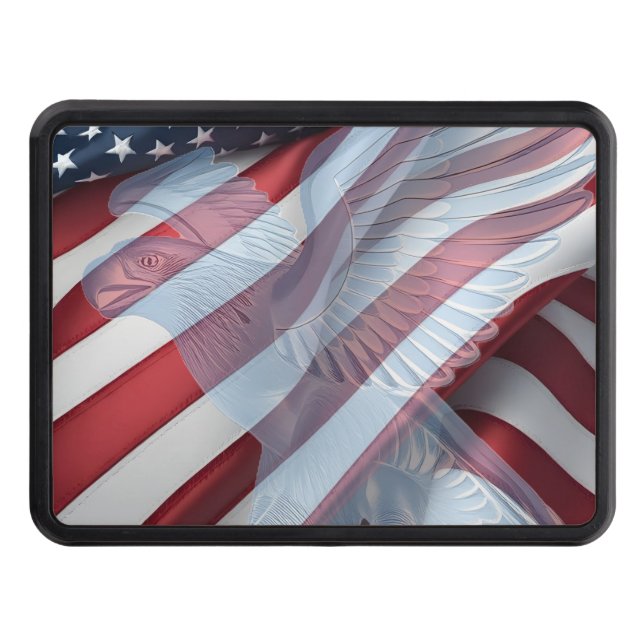 Patriotic Eagle over US Flag hitch cover (Front)