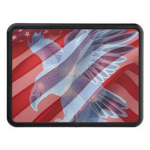 Patriotic Eagle over US Flag Hitch Cover