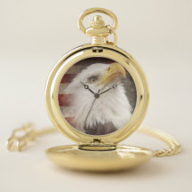 Patriotic Eagle Pocket Watch – Gold or Silver