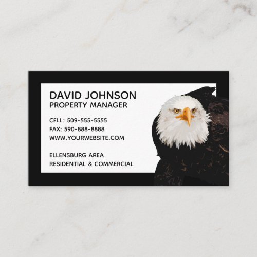 Patriotic Eagle Property Manager Bold Black Border Business Card