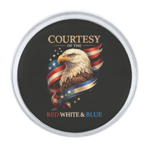 Patriotic Eagle Red White and Blue Vintage Silver Finish Lapel Pin