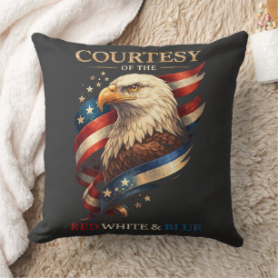 Patriotic Eagle Red White and Blue Vintage Throw Pillow