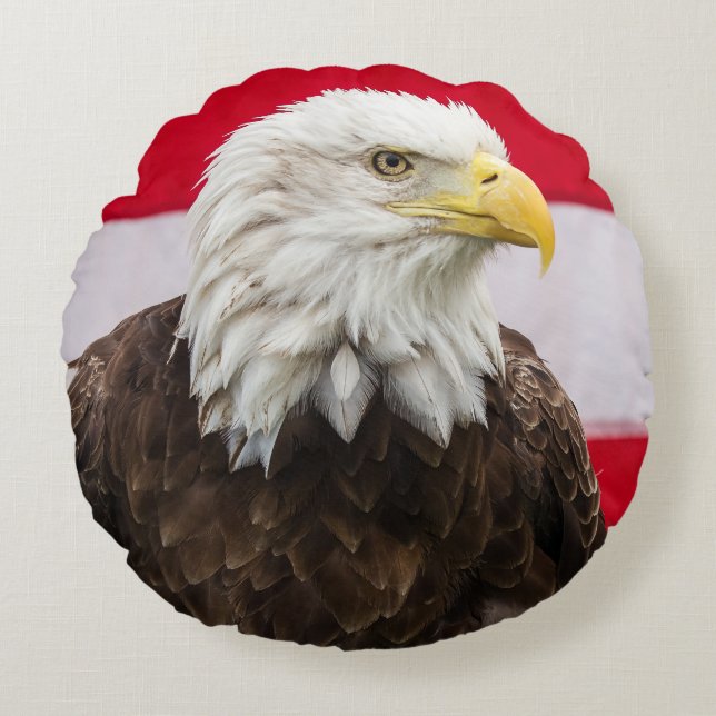 Patriotic Eagle Round Pillow (Front)