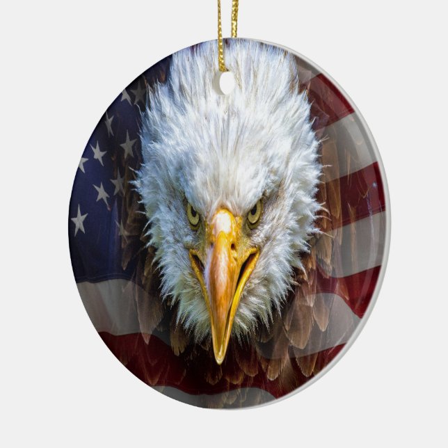 Patriotic Eagle - See Back Ceramic Ornament (Left)
