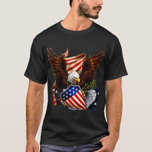 Patriotic Eagle Shield arrows american flag tee 4t