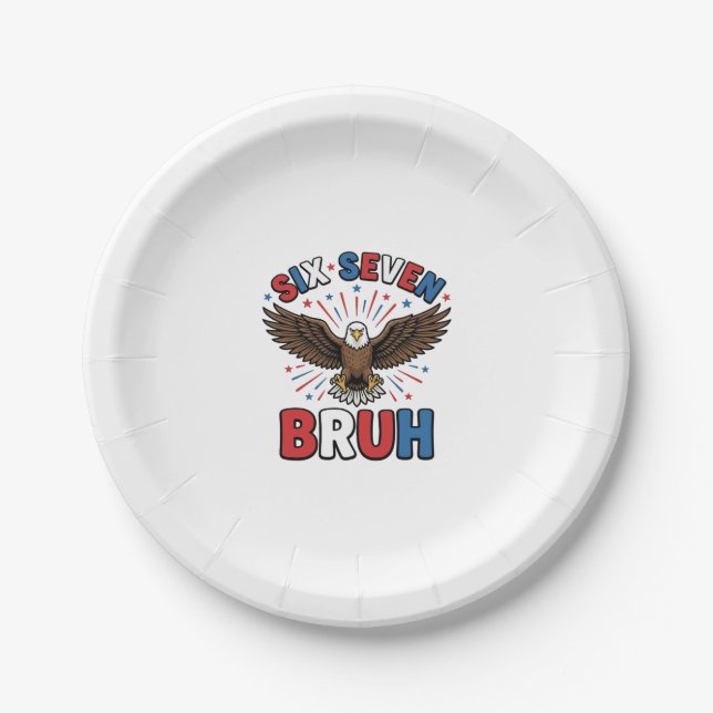 Patriotic Eagle Six Seven Bruh Vector Design_1 Paper Plates (Front)