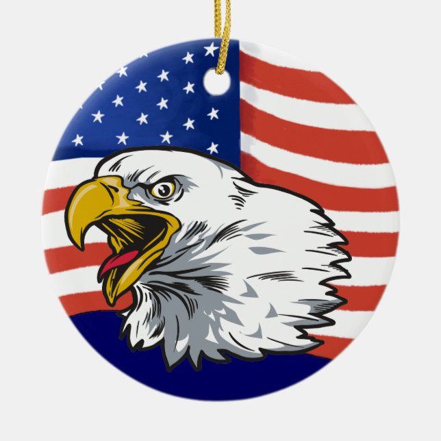 Patriotic Eagle - SRF Ceramic Ornament (Front)