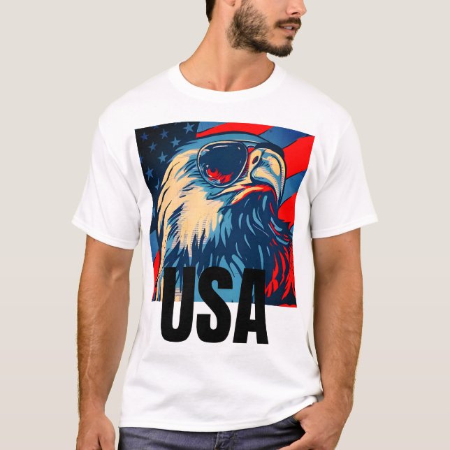 Patriotic Eagle Sunglasses T-Shirt (Front)