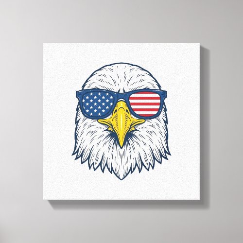 Patriotic Eagle Sunglasses Vintage Vector Design_1 Canvas Print