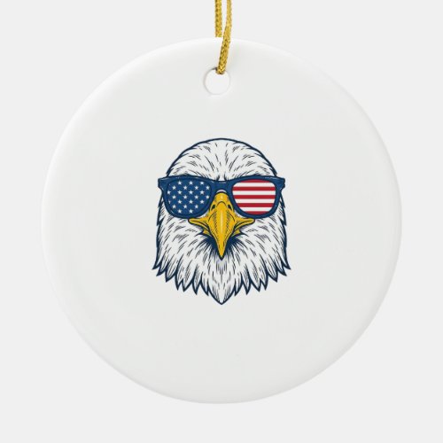 Patriotic Eagle Sunglasses Vintage Vector Design_1 Ceramic Ornament