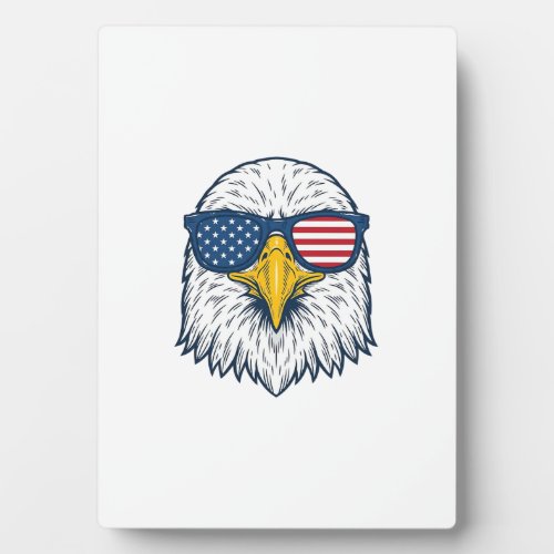 Patriotic Eagle Sunglasses Vintage Vector Design_1 Plaque