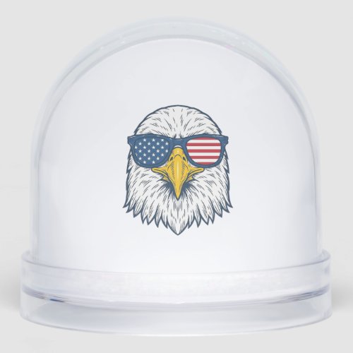 Patriotic Eagle Sunglasses Vintage Vector Design_1 Snow Globe
