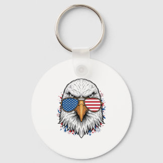 Patriotic Eagle Sunglasses Vintage Vector Shirt_1 Keychain