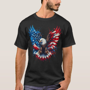 Patriotic Eagle T-Shirt on Black – American Flag W