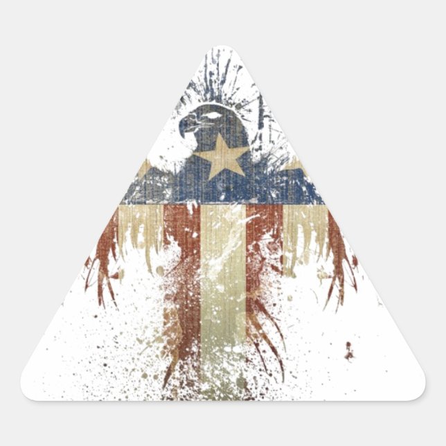 Patriotic eagle, US/USA, SAD flag Triangle Sticker (Front)