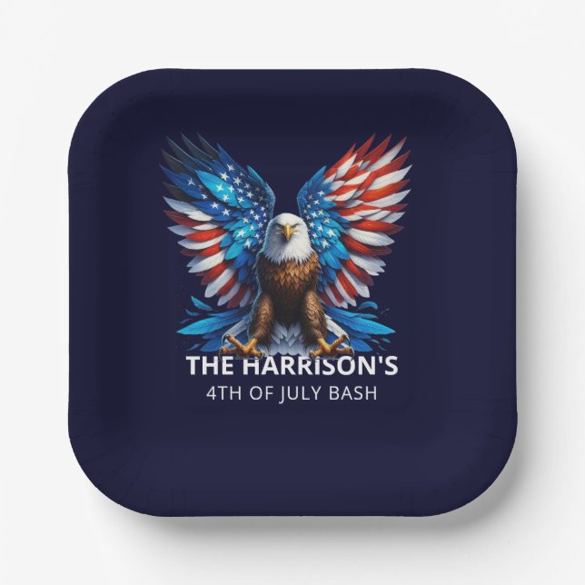 Patriotic Eagle USA 4th of July Paper Plates (Front)