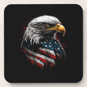 Patriotic Eagle USA American Flag 4th of July Men Beverage Coaster
